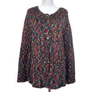 NorthStyle North Style Cardigan Sweater Multicolored Chunky Knit Button Front XL